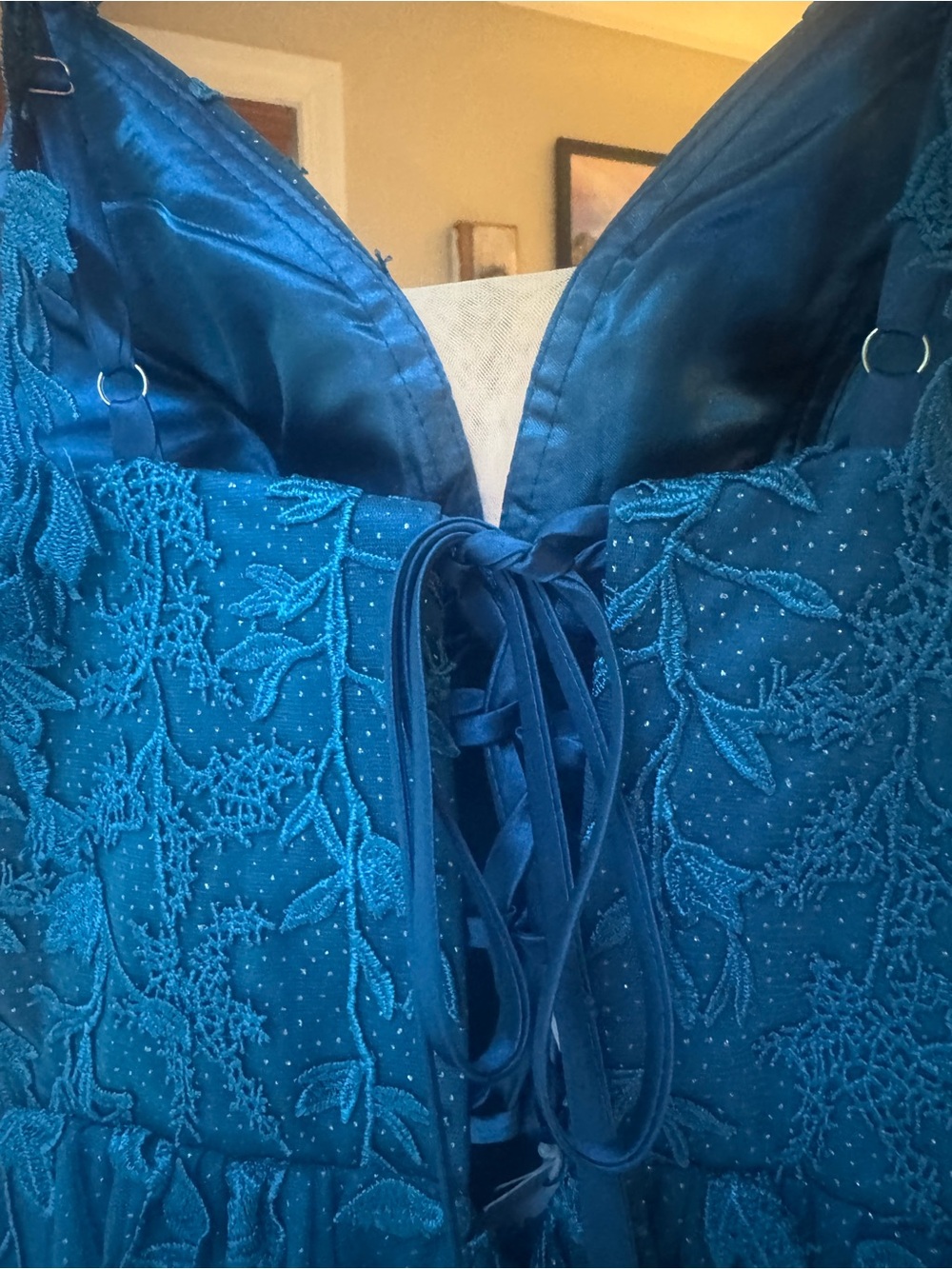 NWT Fairy Dress Teal Tulle Sparkle Long Lace Bodice Formal Dress - Picture 9 of 9